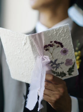 Wedding原创高级森系户外婚礼宣誓本简约誓词本手作结婚誓言本