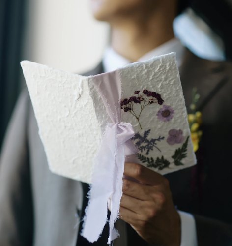 Wedding原创高级森系户外婚礼宣誓本简约誓词本手作结婚誓言本