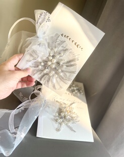 Wedding婚礼致辞宣誓卡蕾丝誓言卡闪闪誓词卡超仙珍珠烟花誓言本