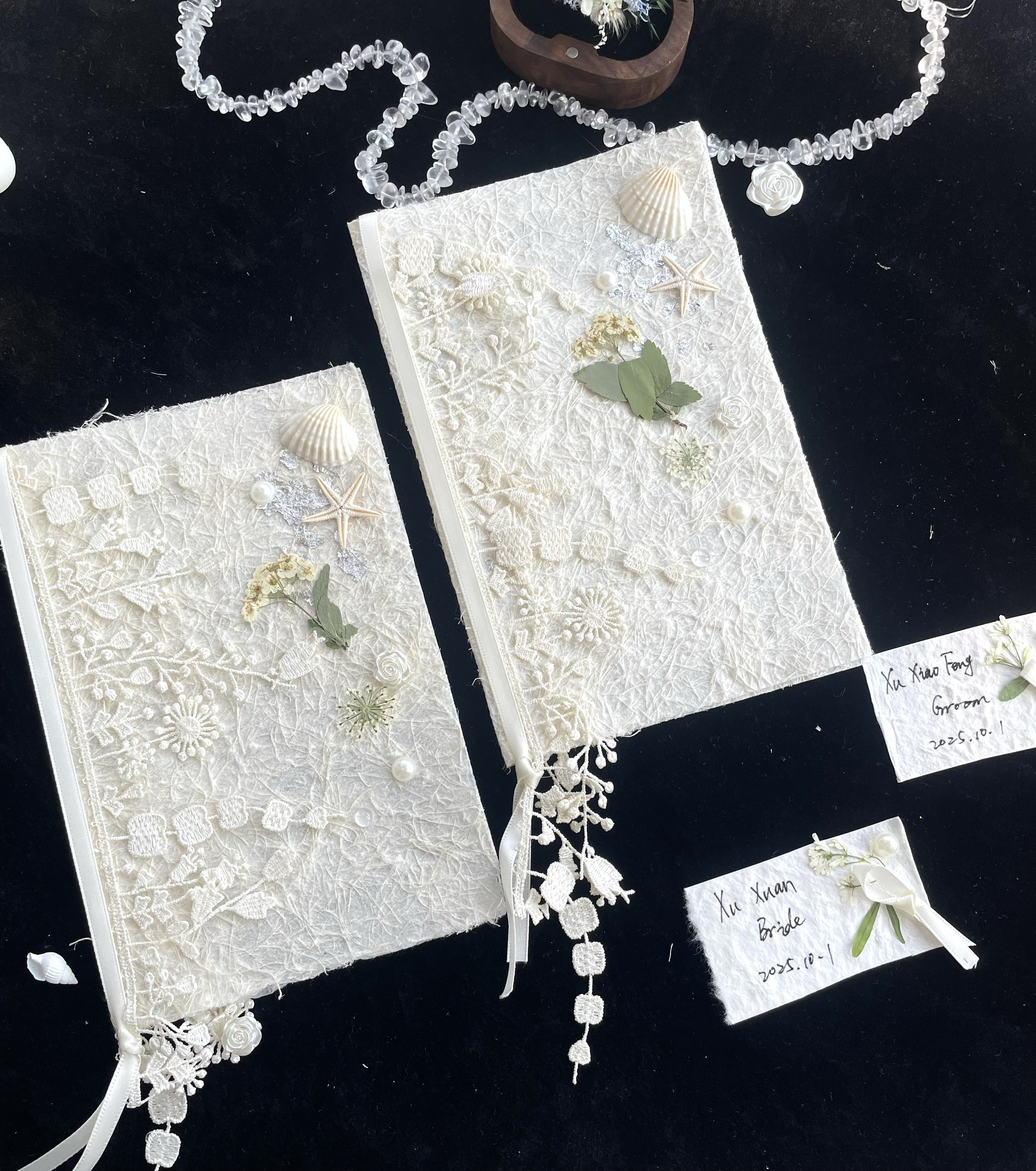 原创手工誓言卡誓言本户外森系蕾丝流苏干花致辞本新人伴娘发言本