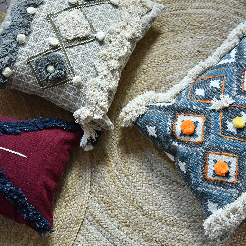 印度纯棉手工靠包 点缀清新可爱北欧波西米亚风装饰耐用抱枕