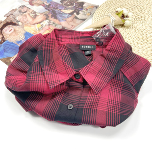 欧美街头朋克风格加肥加大胖MM款式格子衬衫裙宽松大码显瘦骷髅头