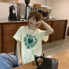 實拍 愛心字母發泡印花短袖T恤