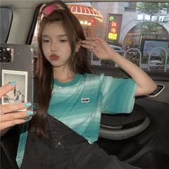 Real time tie dye striped short sleeve T-shirt