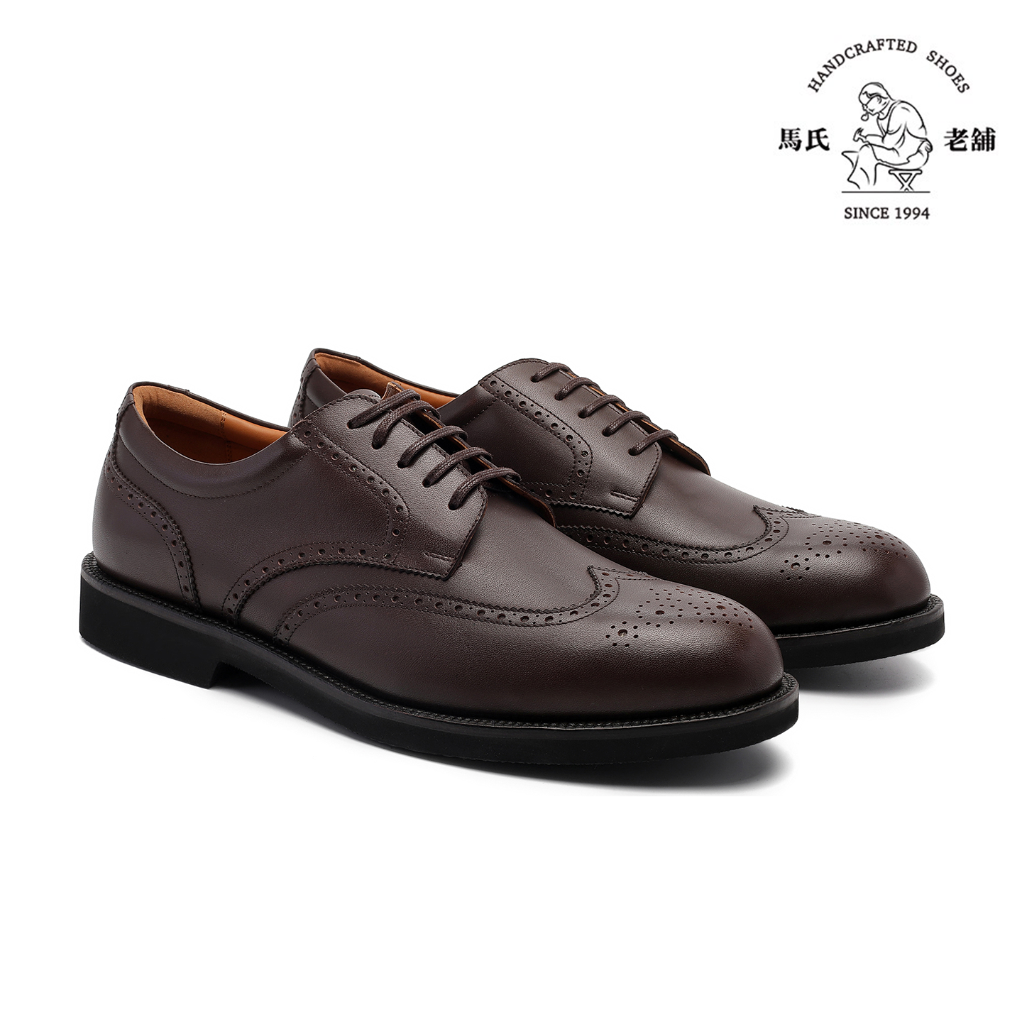 马氏老铺2025年手工布洛克雕花皮鞋男士商务正装真皮系带通勤鞋