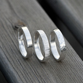 999纯银手工锤纹戒指男 素圈足银情侣对戒女闭口光圈指环尾戒刻字