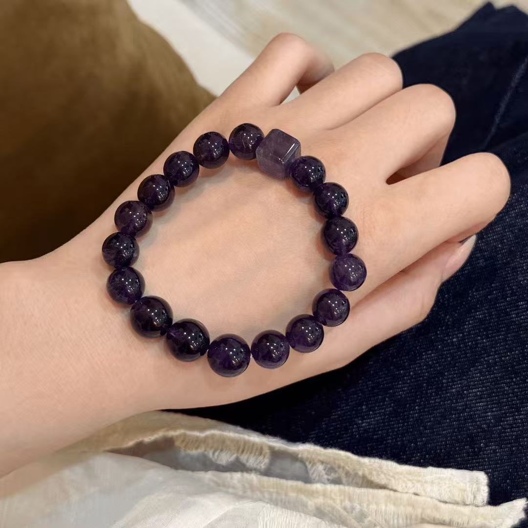 天然紫水晶手链女款正品原创设计节日送礼上岸巴西紫罗兰方糖手串