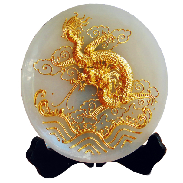 厦门工艺品蔡氏风格漆线雕 龙 商务生日礼品物实用玉盘子高档特价