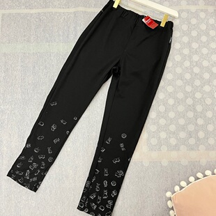 日本小众drug store’s 可爱手绘动物印花保暖加绒长裤修身打底裤