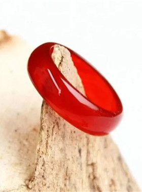 中国红南红玛瑙戒指天然玉髓本命年指环原色女时尚首饰送妈妈促销
