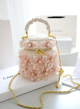 CANA&KANA小众设计高级感花朵手提单肩斜挎包包链条时尚洋气出游