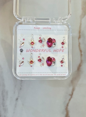 华子钻美甲钻玫红色系显白超闪美甲钻材料包