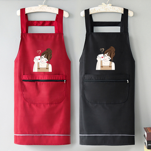 无袖 纯色围腰后厨工作服定制印字 防水防油围裙女厨房做饭男士 时尚