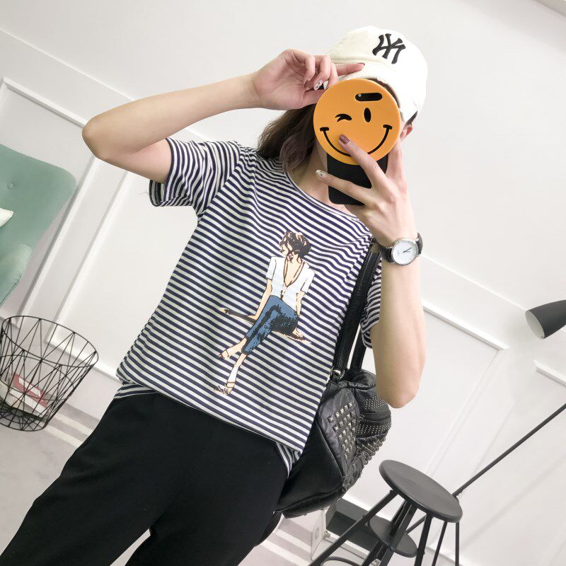 凯澜圣迪奥女装新款宽松圆领短袖全棉体恤东大门女装流行夏装韩版