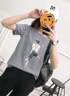凯澜圣迪奥女装新款宽松圆领短袖全棉体恤东大门女装流行夏装韩版
