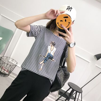 凯澜圣迪奥女装新款宽松圆领短袖全棉体恤东大门女装流行夏装韩版