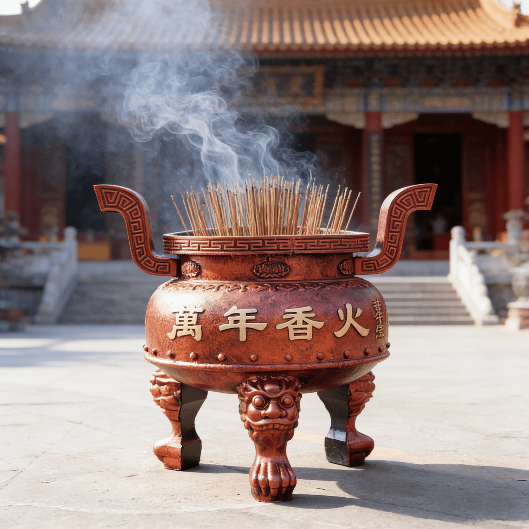 圆形铸铁双耳铸造香炉鼎大号特大号定制户外供奉寺庙道观复古高温