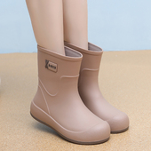 2025新款 女 加绒外穿厚底胶鞋 雨鞋 女网红短筒雨靴加绒防水防滑水鞋