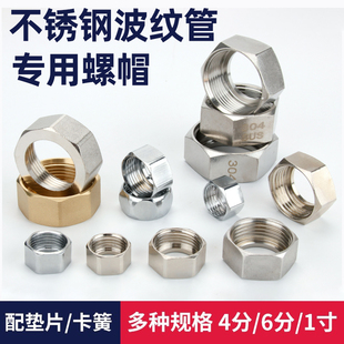 304不锈钢波纹管螺帽4分6分1寸专用螺母燃气热水器进水管螺纹接头