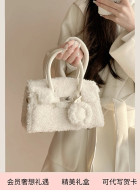 Bag of parody 羊羔毛高级感毛毛包包2023新款秋冬手提铂金斜挎包