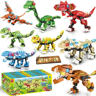中国积木恐龙玩具男孩益智力拼装小颗粒侏罗纪霸王龙模型儿童礼物