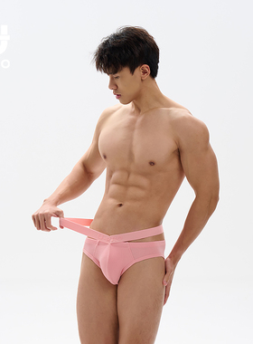 UPRO高开叉螺纹三角内裤粉色白色黑色时尚舒适男士短裤mugler风