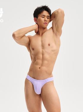 UPRO柚璞紫色螺纹高开叉舒适男士三角内裤高弹短裤