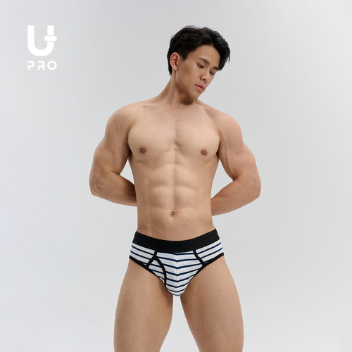 UPRO柚璞螺纹三角黑色腰带藏青条高弹U凸男士内衣