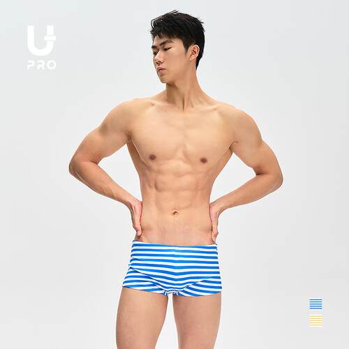 UPRO条纹平角蓝色黄色泳裤男士泳衣《奔向大海的勇气》
