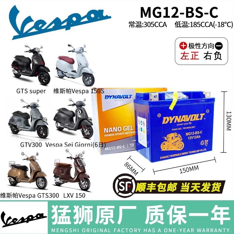 适用维斯帕VESPA GTS300 GTV300 LXV150春天冲刺埋地雷Medley电瓶