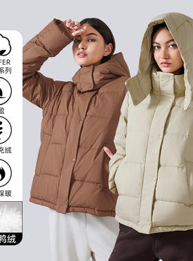 lulu同款Wunder Puff收腰羽绒服女可拆卸帽鸭绒羽绒衣外套瑜伽服