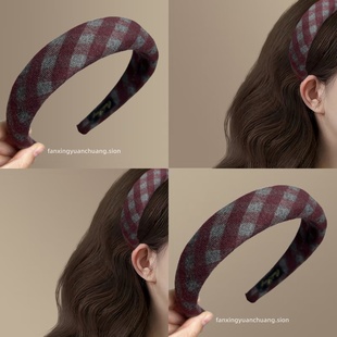 【雾巷风信】秋冬新款菱格高级感宽发箍气质百搭头箍洗脸旅行发卡