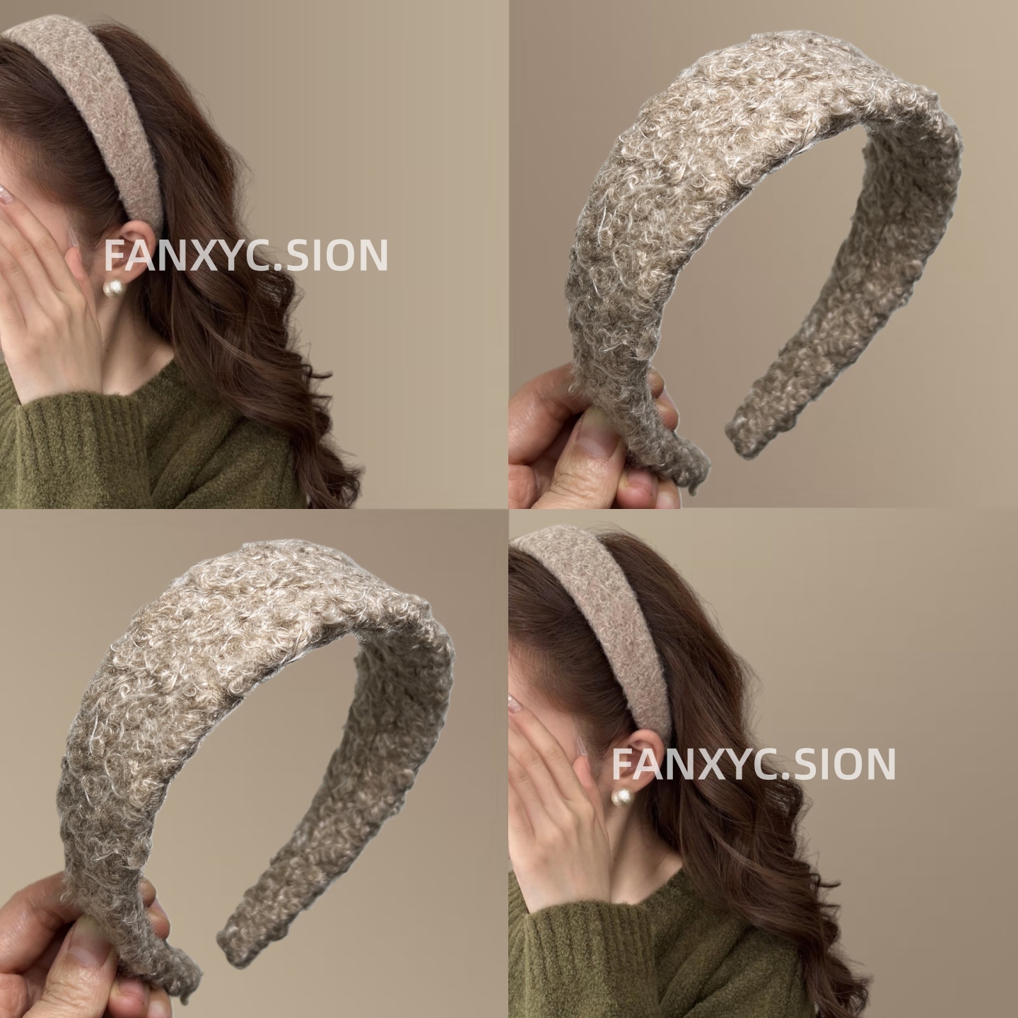 显白雾霾蓝～卷毛海绵宽版发箍