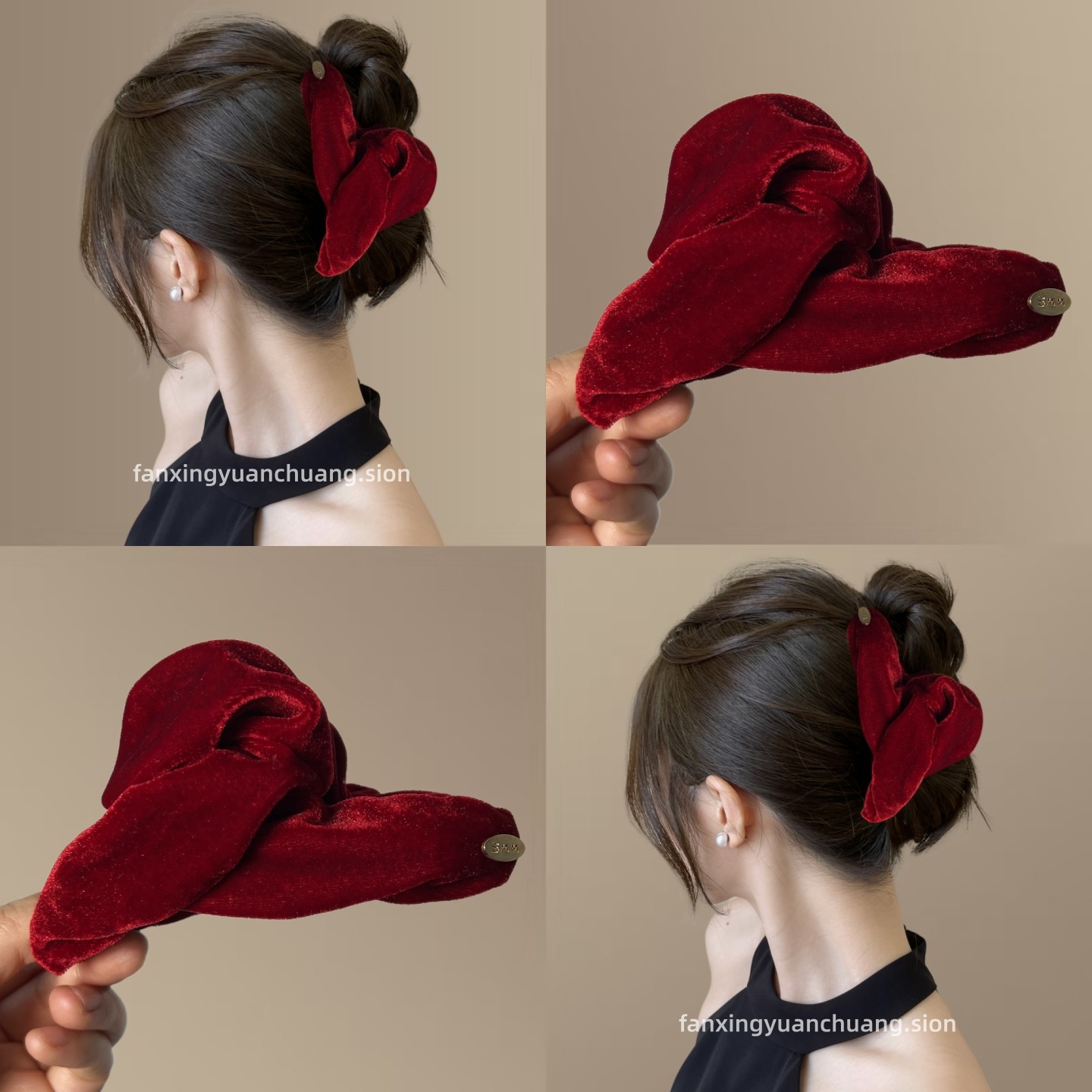 【赤红妆匣】法式丝绒褶皱抓夹大号鲨鱼夹气质旅行发卡百搭发抓,户外/登山/野营/旅行用品,旅行发卡,淘宝优惠券,粉丝福利购,淘宝优惠卷