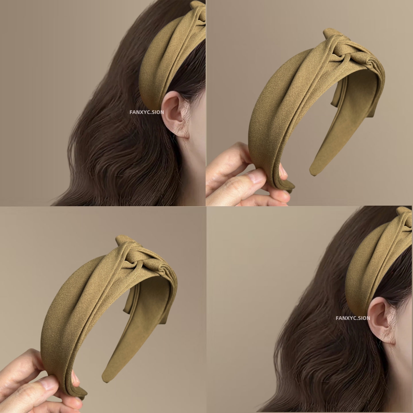 多层设计显脸小！简约宽边高级头箍！布艺交叉折叠女发卡发箍头箍