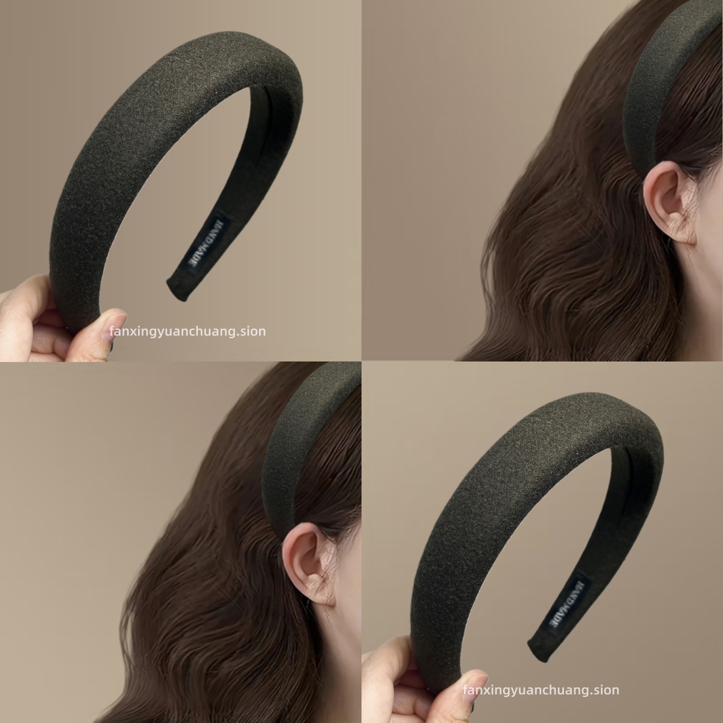 韩版秋冬纯色宽边毛呢发箍高颅顶