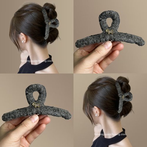 秋冬精致蝴蝶结安可拉红毛绒抓夹