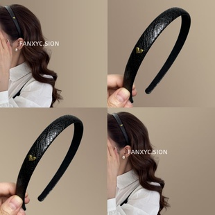 【香榭丽舍】法式细闪皮质金标发箍高级感时尚头箍洗脸旅行发卡