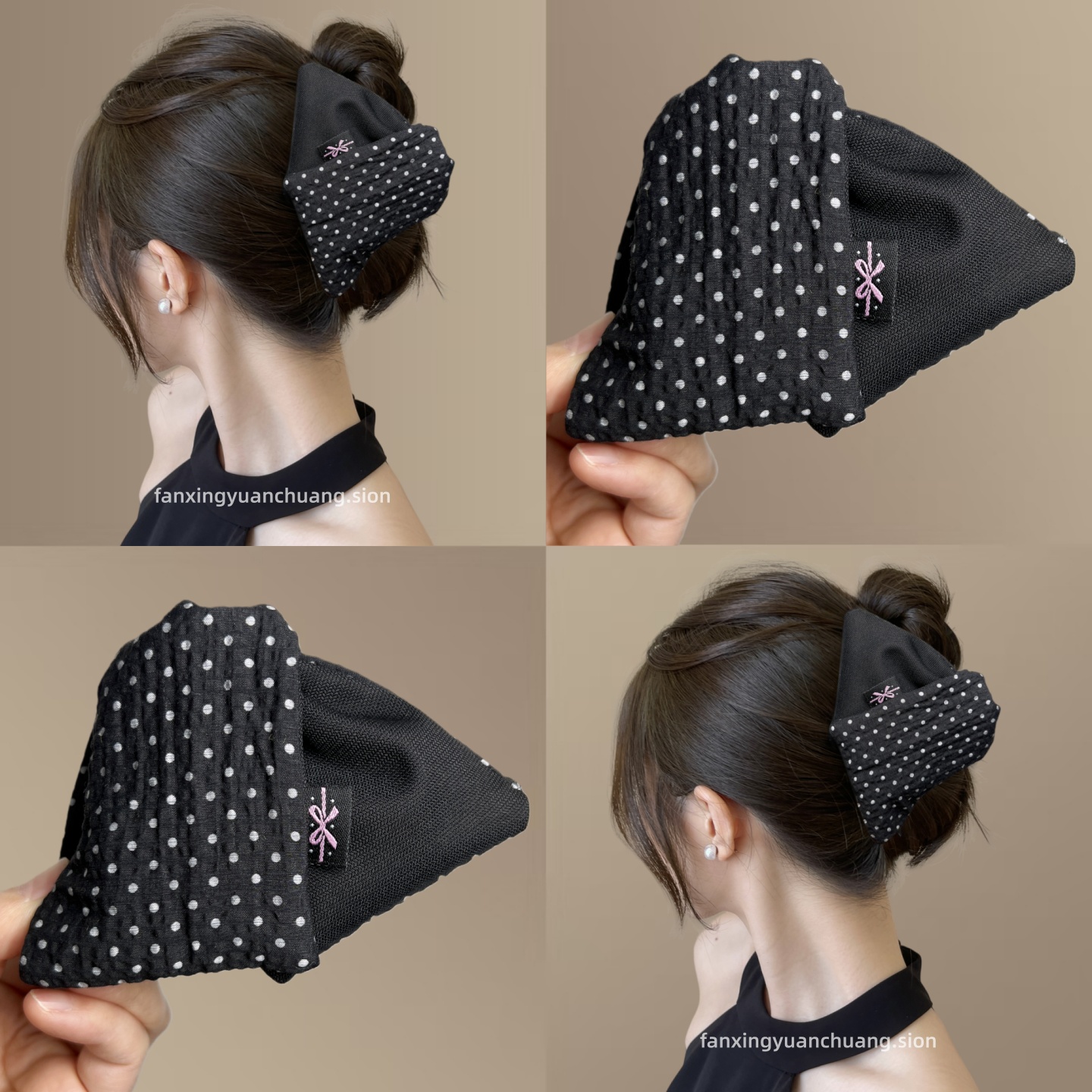 韩版网红新款高级感波点布艺发夹
