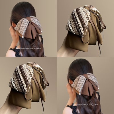 针织设计感轻奢马尾夹秋冬蝴蝶结