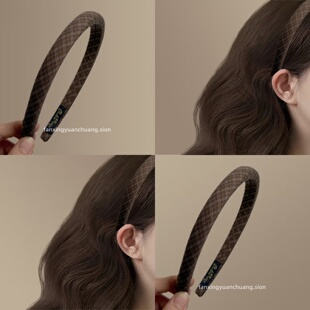 【杏山至语】韩系高级感格纹发箍慵懒风气质头箍时尚外戴旅行发卡