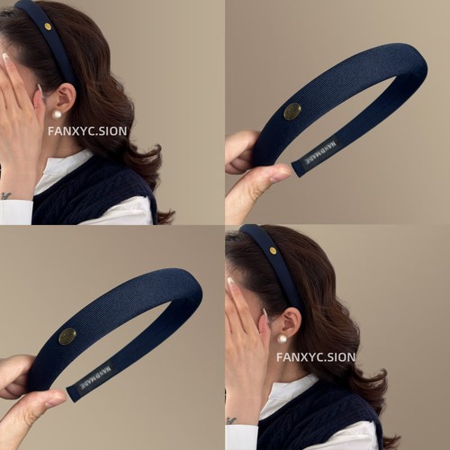 气质复古简约小金标发箍女高级感百搭高颅顶头箍法式海绵压发卡