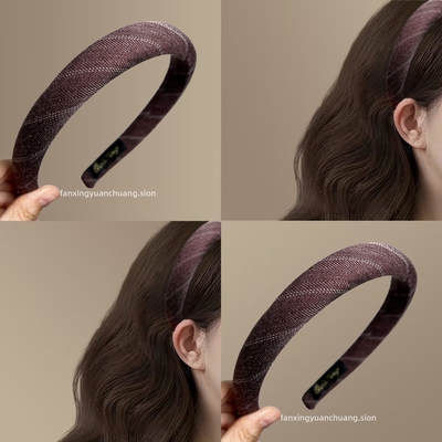 韩版简约斜纹海绵发箍复古英伦风