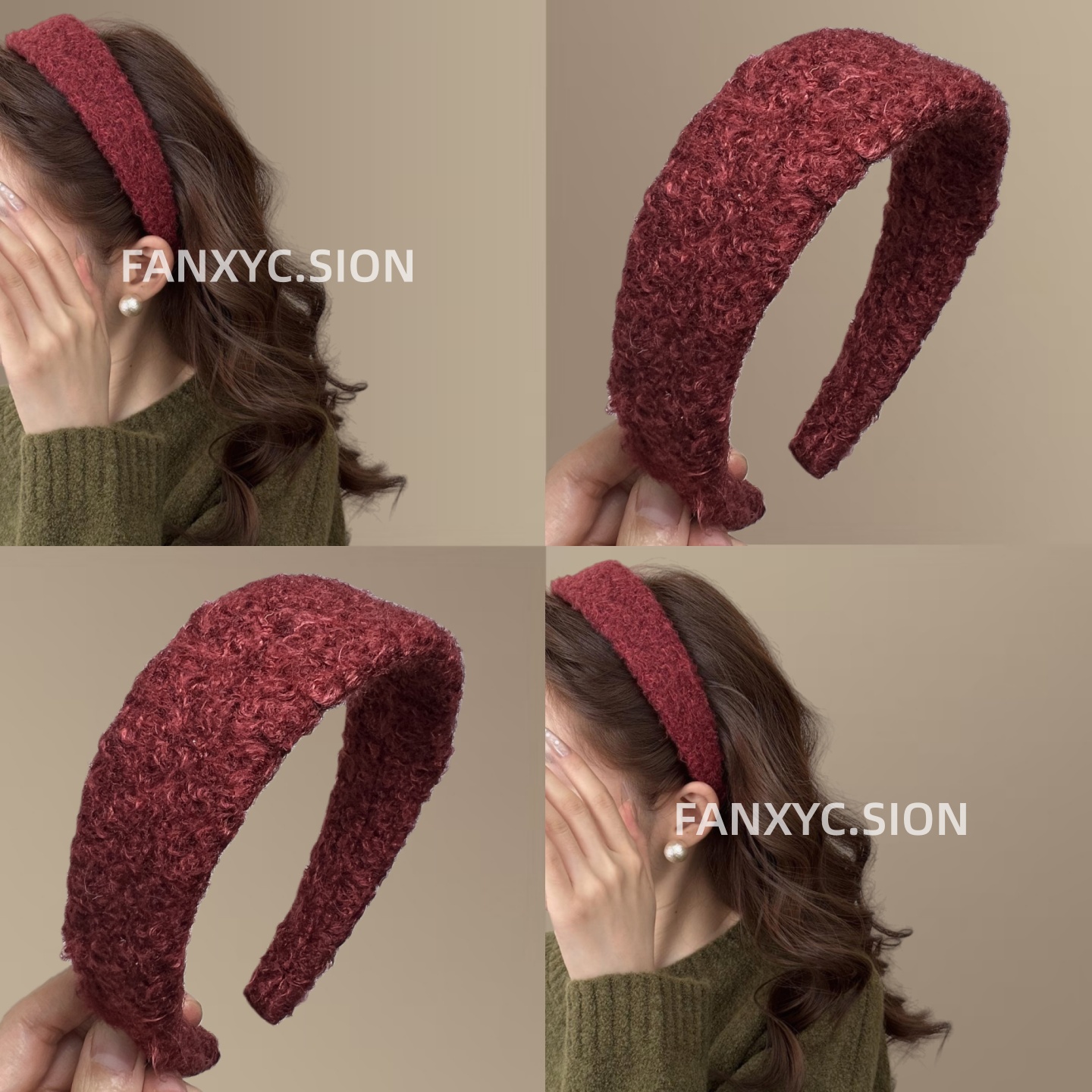 显白雾霾蓝～卷毛海绵宽版发箍