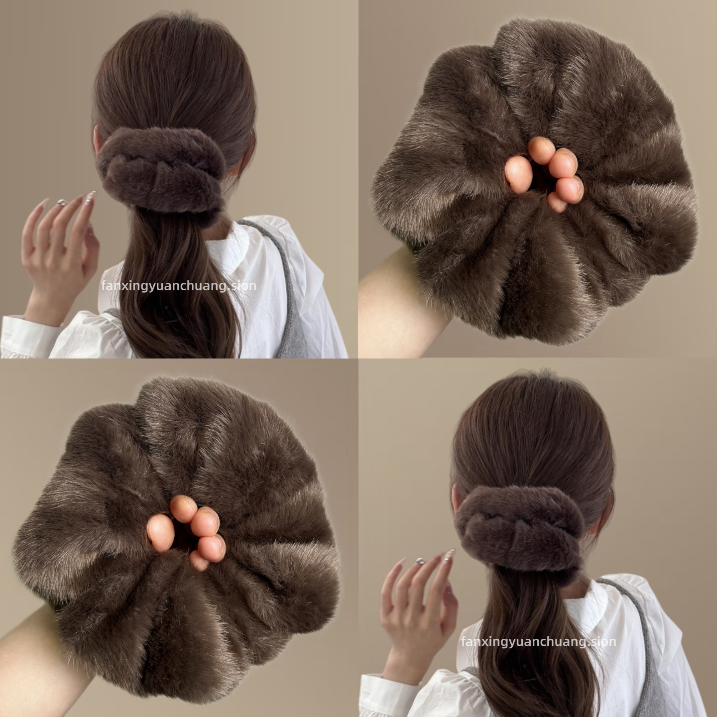 毛绒大肠发圈女高级感