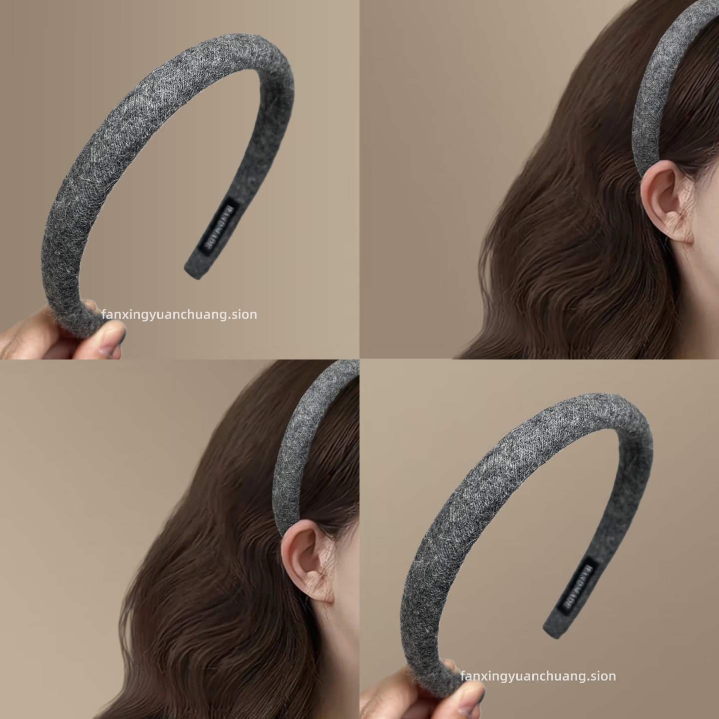 韩版纯色毛呢布艺窄发箍秋冬气质