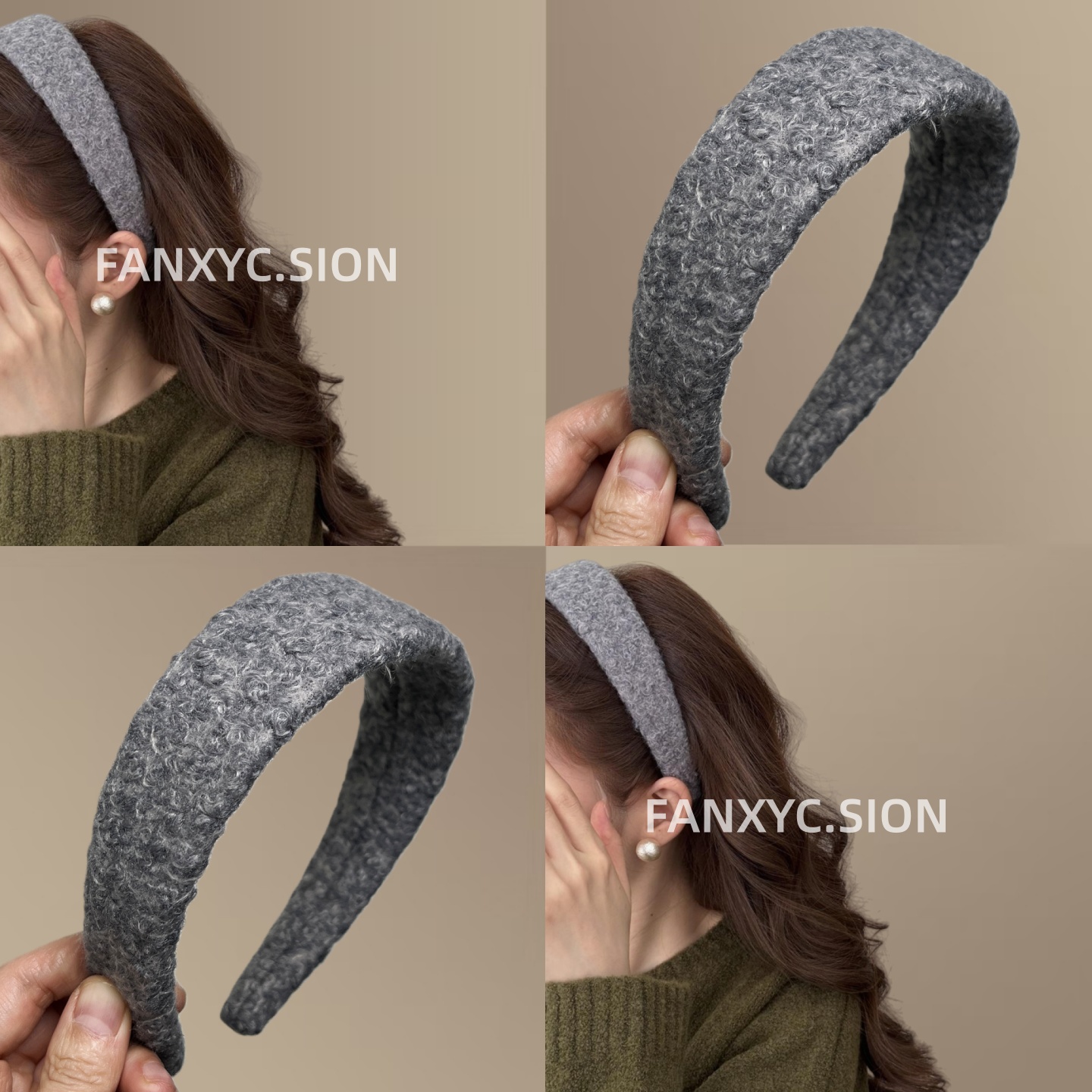 显白雾霾蓝～卷毛海绵宽版发箍