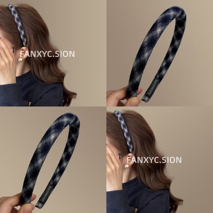 【梦调因蓝】韩系格子布艺发箍网红时尚高颅顶头箍热推款旅行发卡