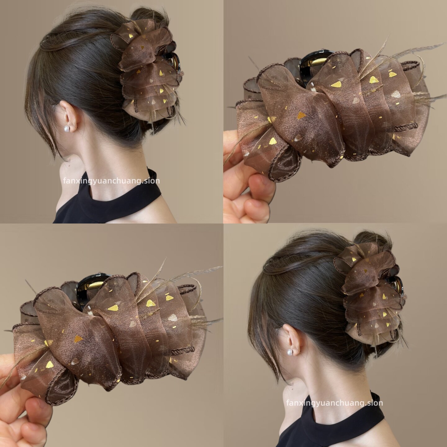 【星羽仙踪】超仙羽毛花朵抓夹公主头发夹大号鲨鱼夹气质旅行发卡,户外/登山/野营/旅行用品,旅行发卡,淘宝优惠券,粉丝福利购,淘宝优惠卷