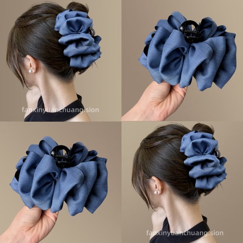 牛仔蓝色泡泡抓夹超大号显发量